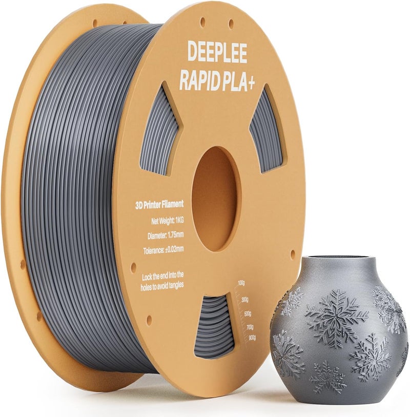Deeplee Rapid PLA Plus Filament 1.75mm, High Speed 3D Printer Filament Up to 600mm/s, PLA+ Filament Dimensional Accuracy +/- 0.02 mm Fits Most FDM 3D Printer, Cardboard Spool Silver 1kg - Image 1